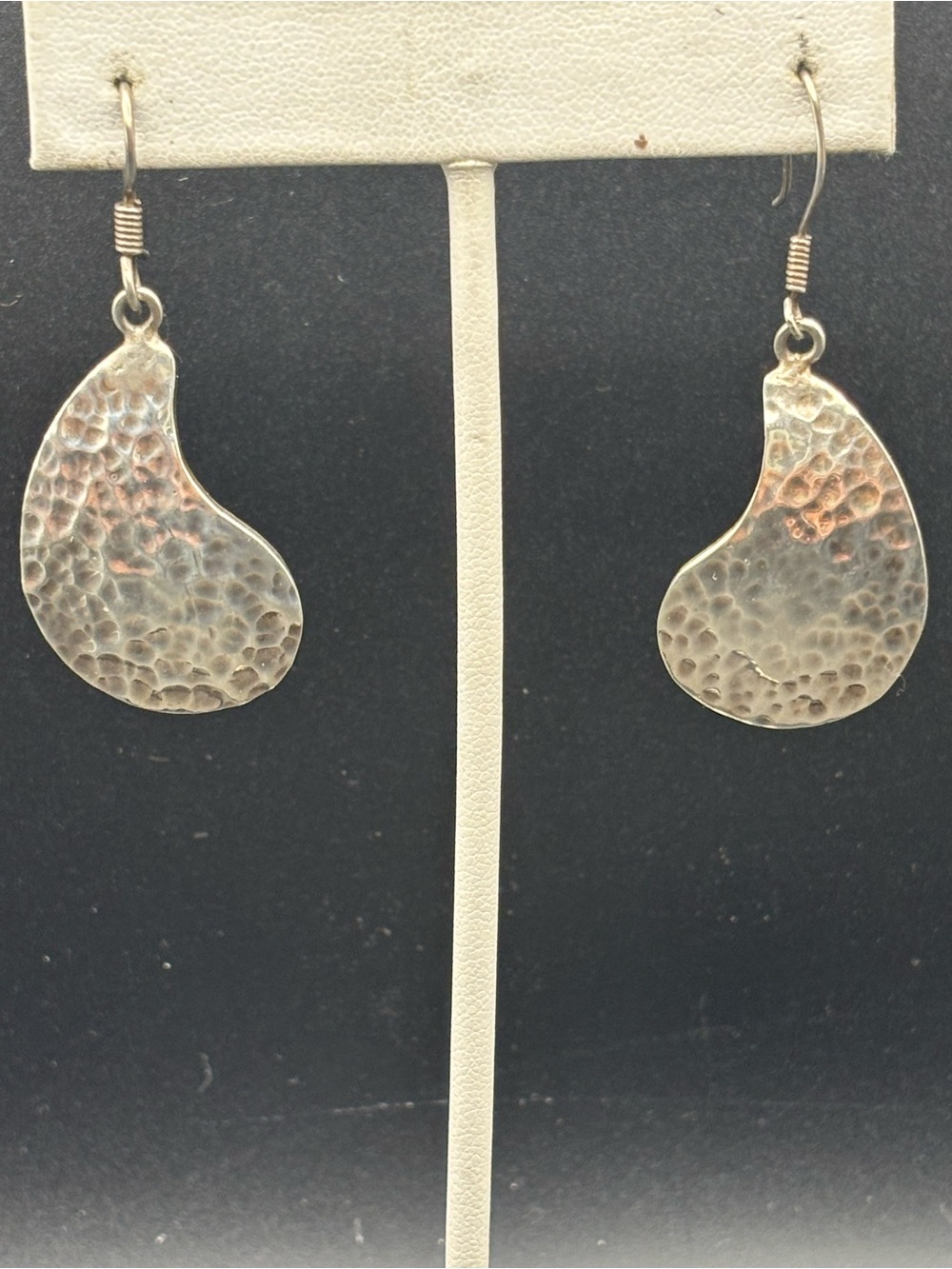 Taxco Hammered Teardrop Silver Drop Earrings - Sterling